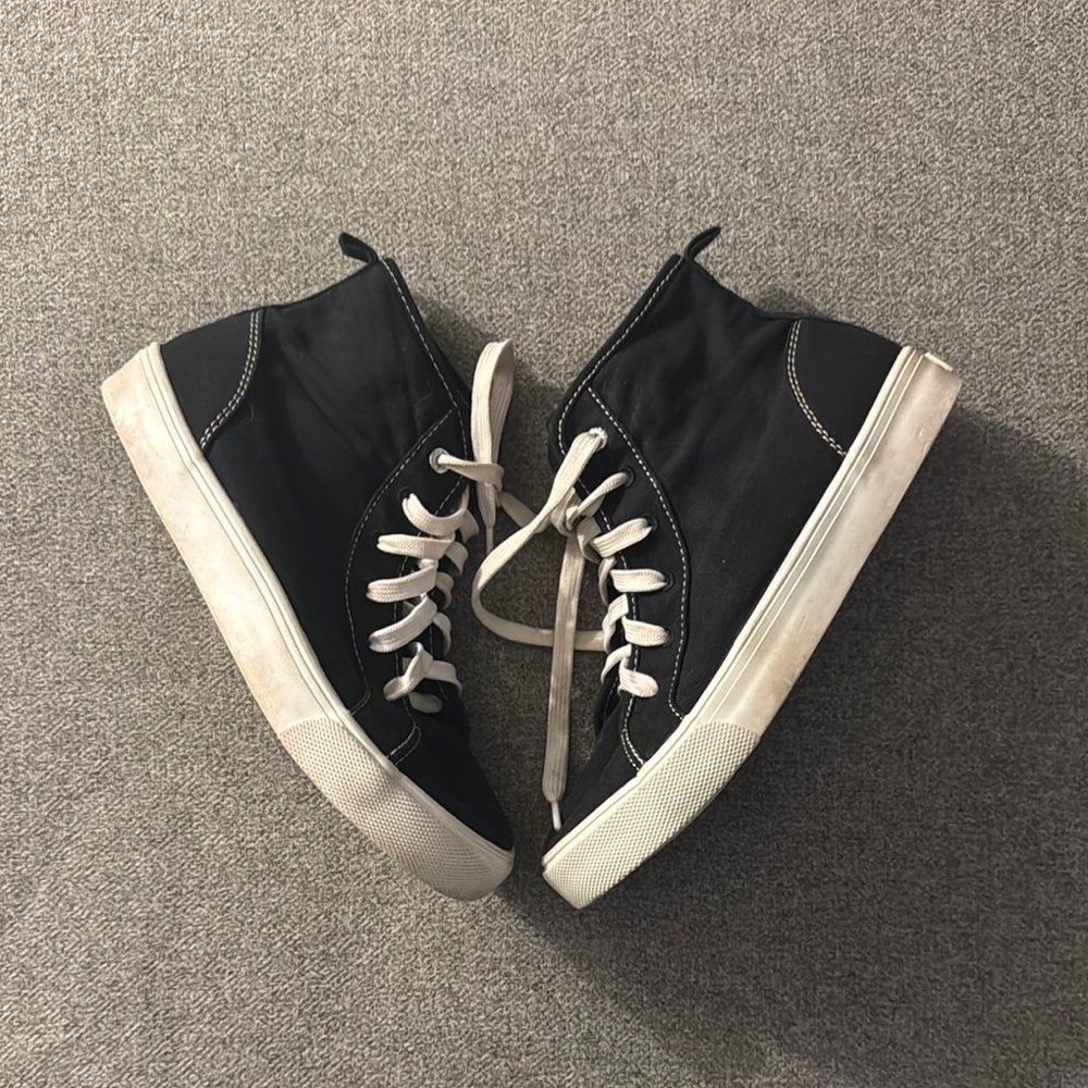 5/$15- Black High-Top Sneakers with White Soles